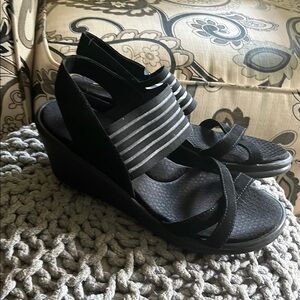 Stylish Skechers  Black Wedge Sandals